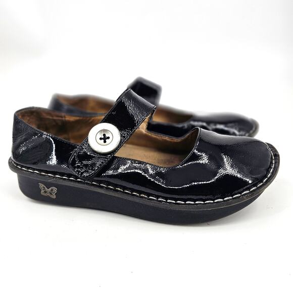 Alegria Black Paloma Patent Leather Mary Jane Platform Slip On Shoe 41 / 10.5-11 - Picture 1 of 9